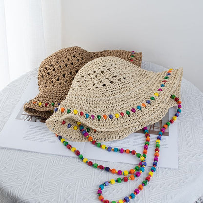 Bucket Straw Hat Beaded