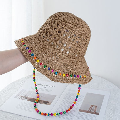 Bucket Straw Hat Beaded