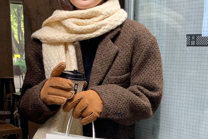 Suede Plain Fluffy Faux Gloves Trim