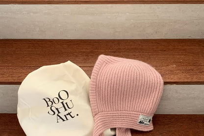 Lace-Up Balaclava Plain Ribbed Applique Knit