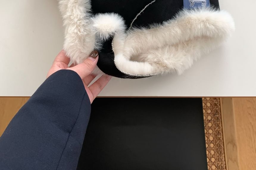 Applique Fluffy Trapper Hat Trim Plain