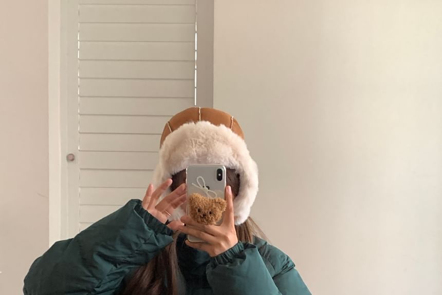 Applique Fluffy Trapper Hat Trim Plain