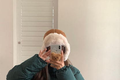 Applique Fluffy Trapper Hat Trim Plain
