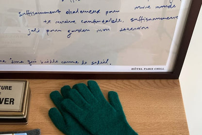 Gloves Applique Knit Trim Contrast