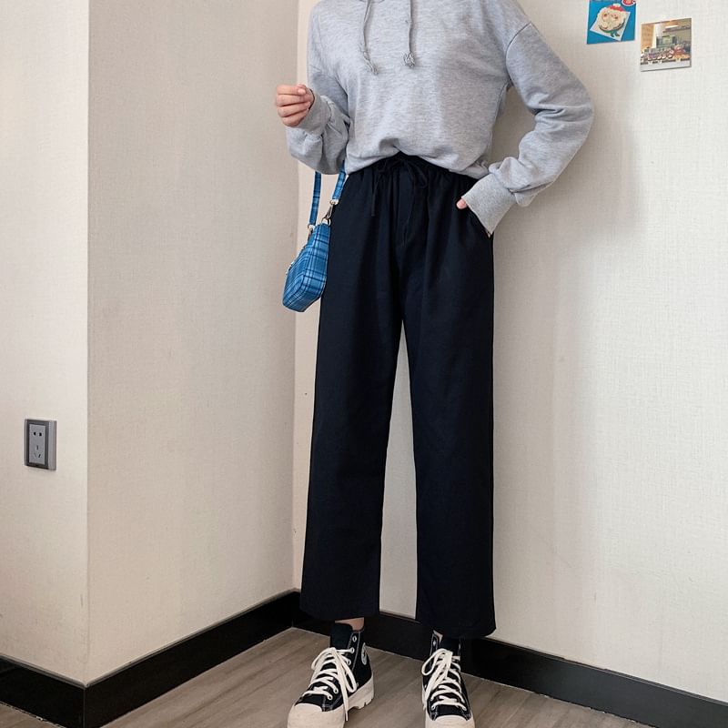 Rise Plain Leg Pants Wide Cargo High