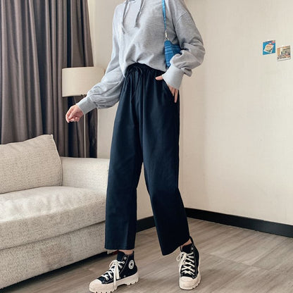 Rise Plain Leg Pants Wide Cargo High