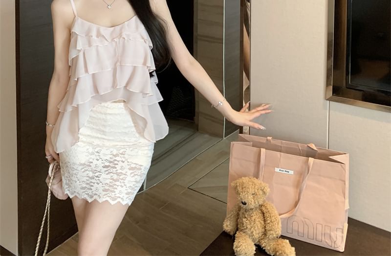 Sample Plain Ruffle Asymmetrical Cami Top
