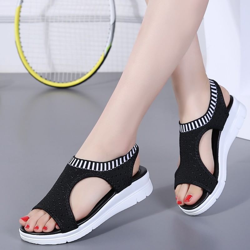 Cutout Sandals Contrast Trim
