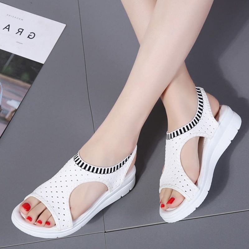 Cutout Sandals Contrast Trim