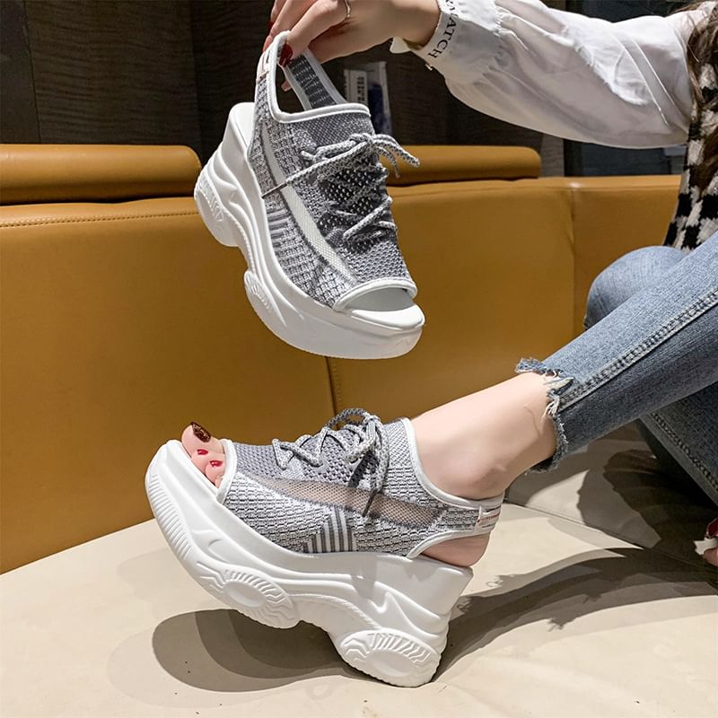 Sample Platform Cutout Peep-Toe Sneakers