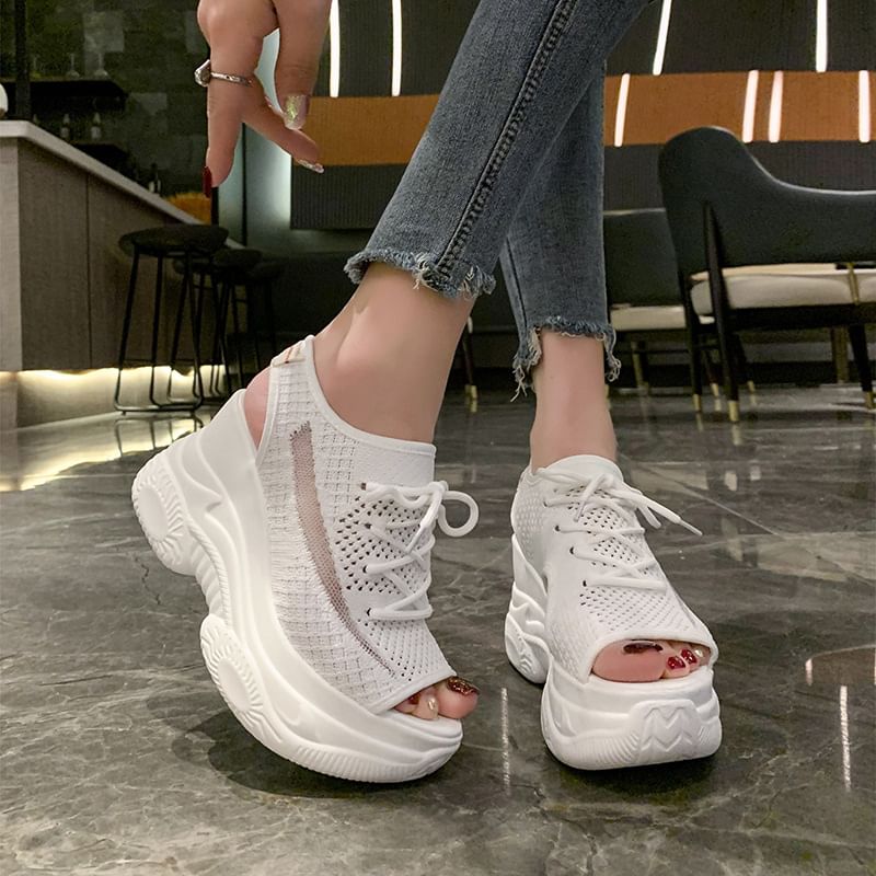Sample Platform Cutout Peep-Toe Sneakers
