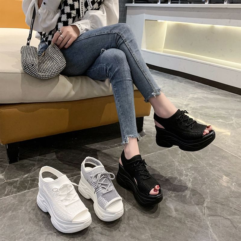 Sample Platform Cutout Peep-Toe Sneakers