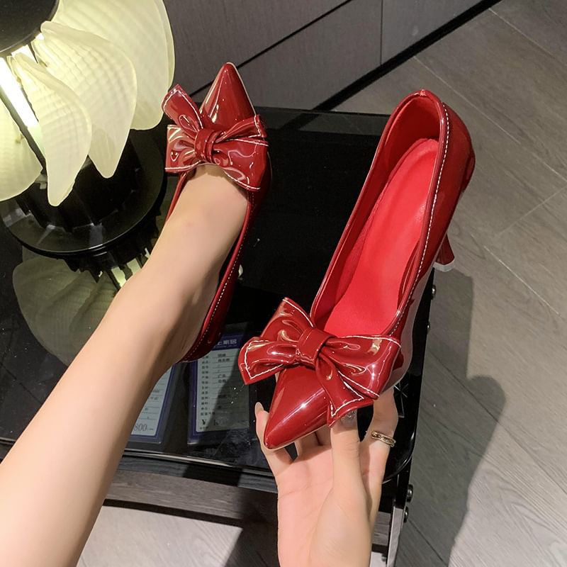 Heel Pumps Pointy Bow High