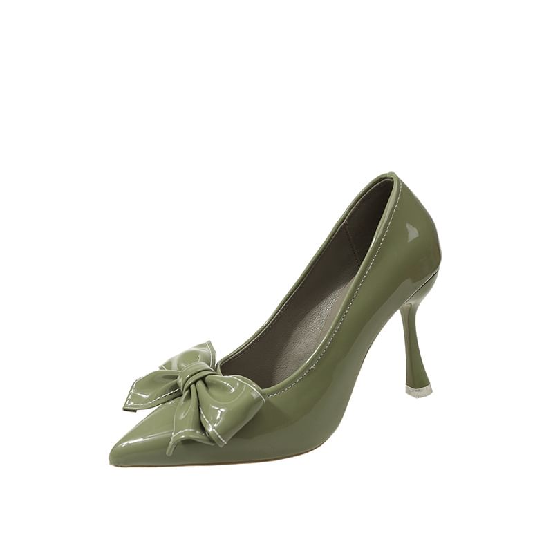 Heel Pumps Pointy Bow High