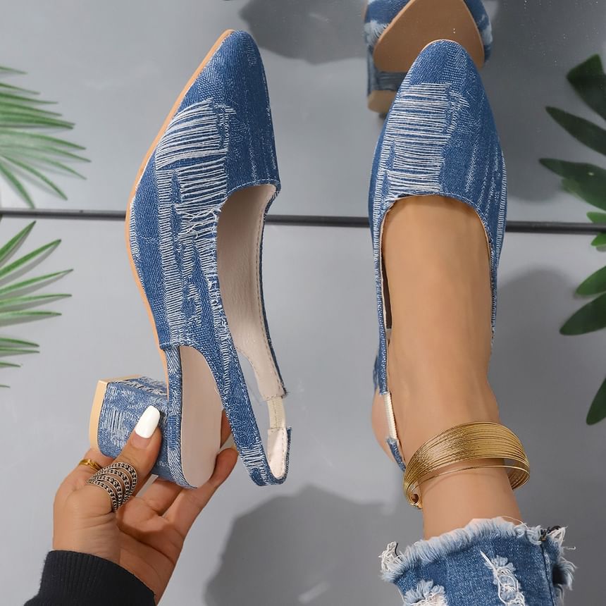 Sandals Printed Slingback Heel Chunky