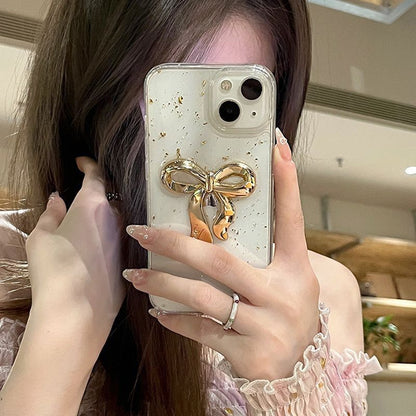 Phone Leaf Bow Gold Case