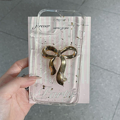 Phone Leaf Bow Gold Case