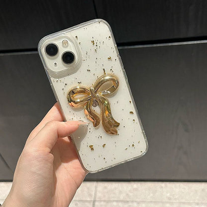 Phone Leaf Bow Gold Case
