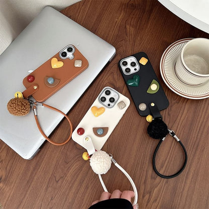 Phone Geometric Case Strap with Pom