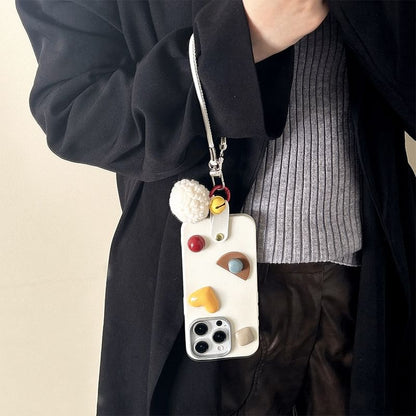 Phone Geometric Case Strap with Pom