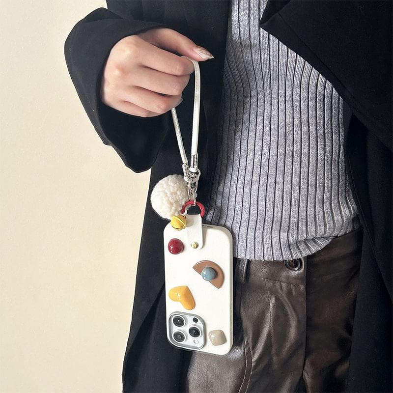 Phone Geometric Case Strap with Pom