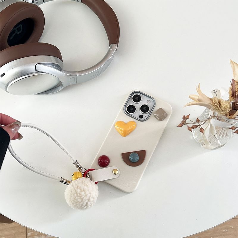Phone Geometric Case Strap with Pom