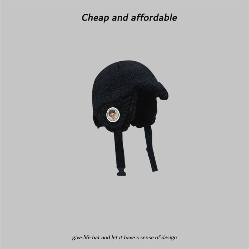 Hat Embroidered Knit Trapper Cartoon