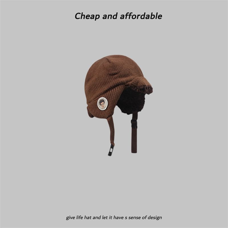Hat Embroidered Knit Trapper Cartoon