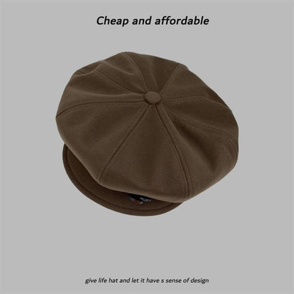 Buttoned Newsboy Plain Cap