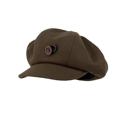 Buttoned Newsboy Plain Cap