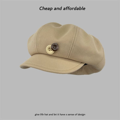 Buttoned Newsboy Plain Cap