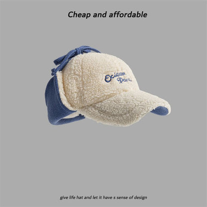 Cap Embroidered Baseball Earflap Lettering