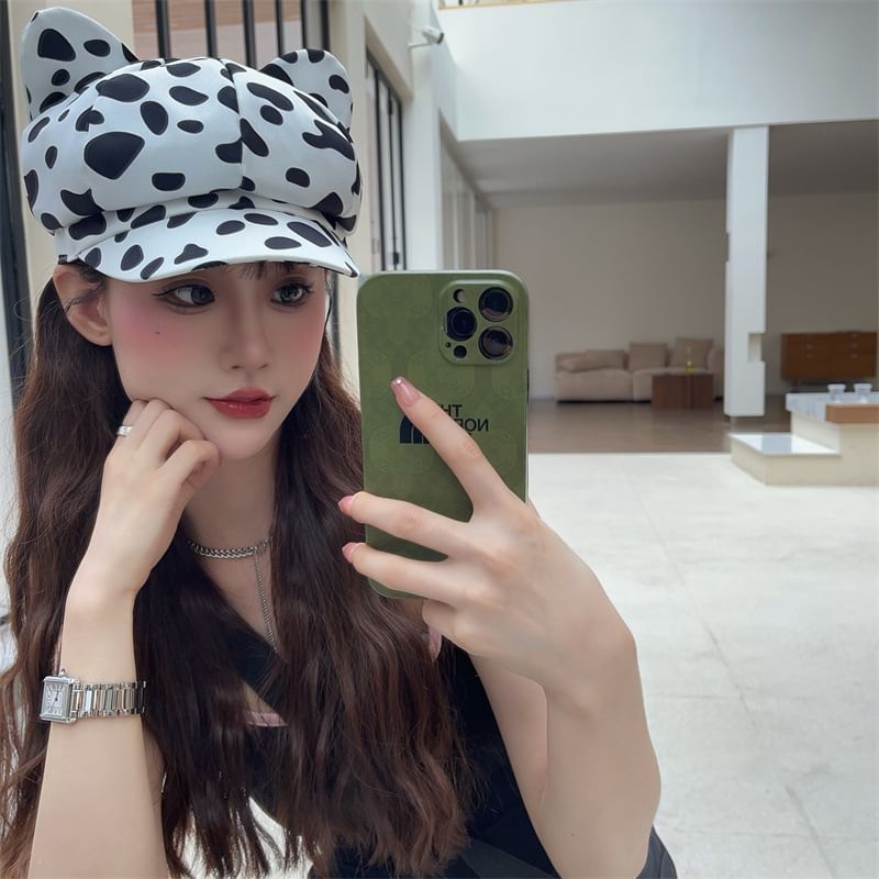 Ear Cat Patterned Newsboy Cap