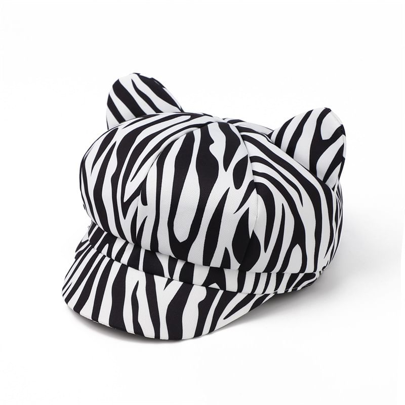 Ear Cat Patterned Newsboy Cap