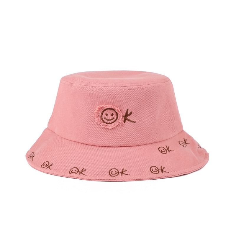 Embroidered Smiley Face Bucket Hat