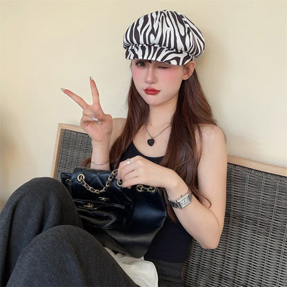 Newsboy Print Animal Cap