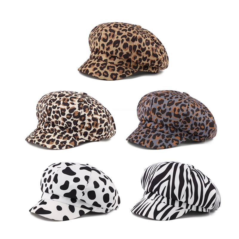 Newsboy Print Animal Cap