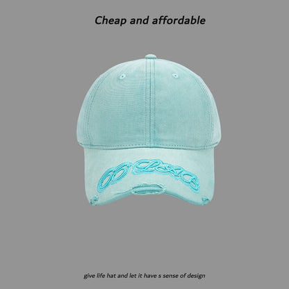 Lettering Embroidered Washed Cap Baseball