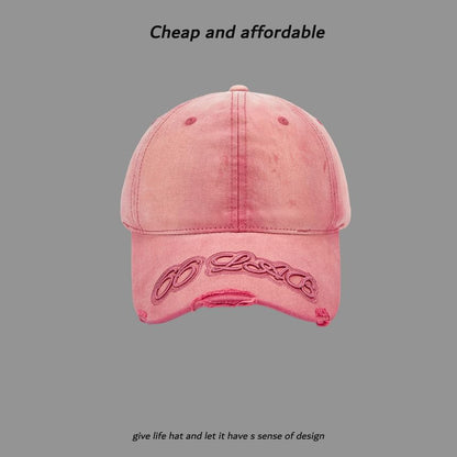 Lettering Embroidered Washed Cap Baseball