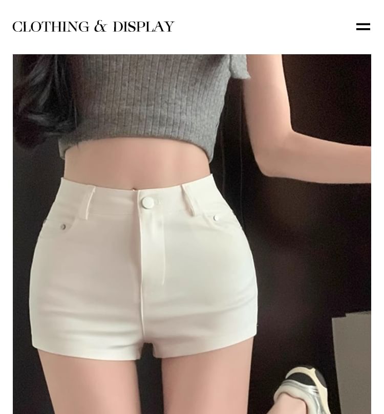 Sample High Waist Plain Zip Hem Shorts