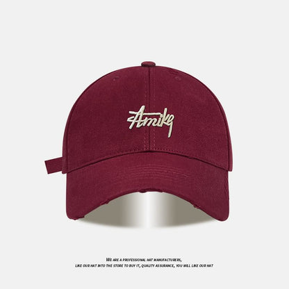 Lettering Embroidered Distressed Baseball Cap