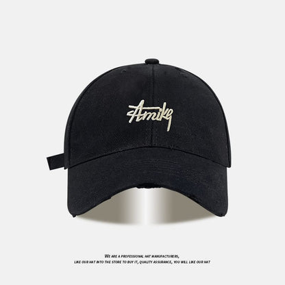 Lettering Embroidered Distressed Baseball Cap