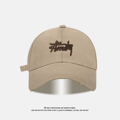 Lettering Embroidered Distressed Baseball Cap