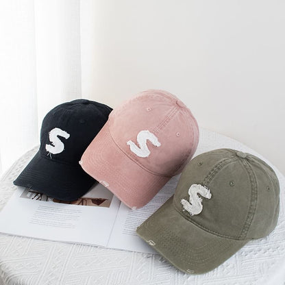 Applique Lettering Baseball Distressed Cap