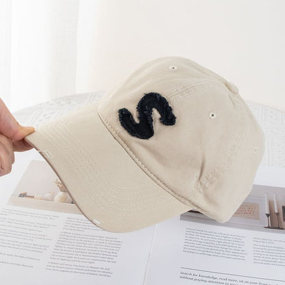 Applique Lettering Baseball Distressed Cap