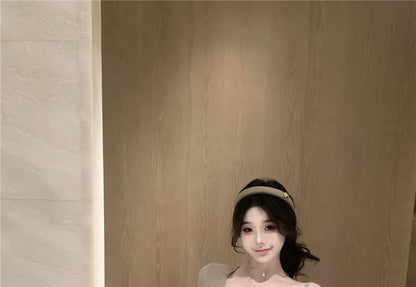SamplePlain Camisole Top / Elbow-Sleeve Mini Sheath Dress