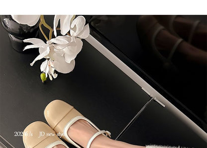 Pumps Jane Contrast Heel Block Mary Trim