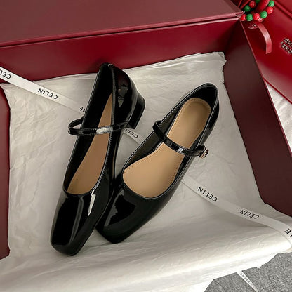 Shoes Chunky Toe Square Jane Mary Heel
