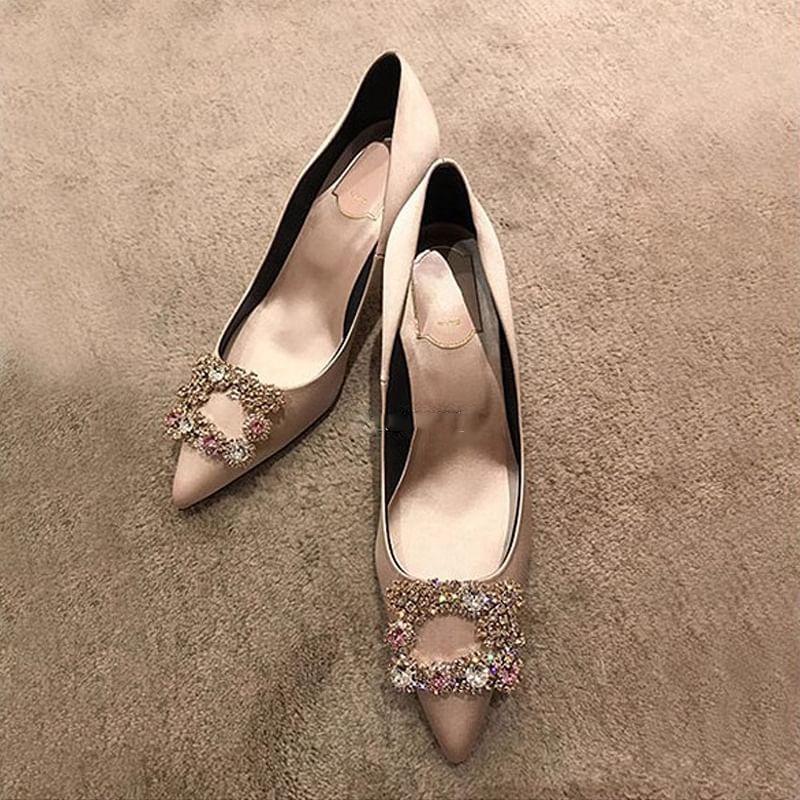 Rhinestone Pumps Kitten Heel Pointed