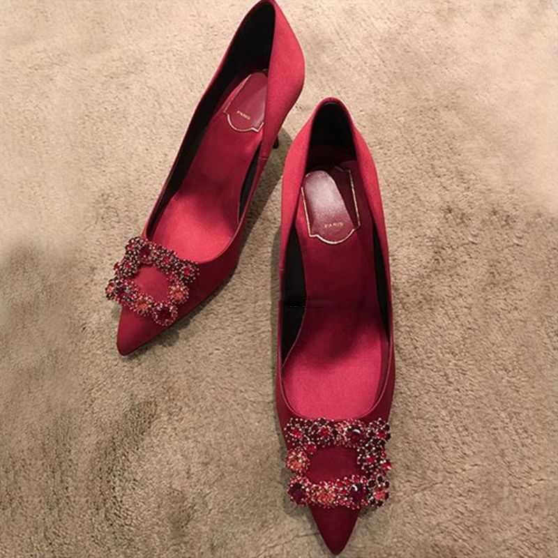 Rhinestone Pumps Kitten Heel Pointed
